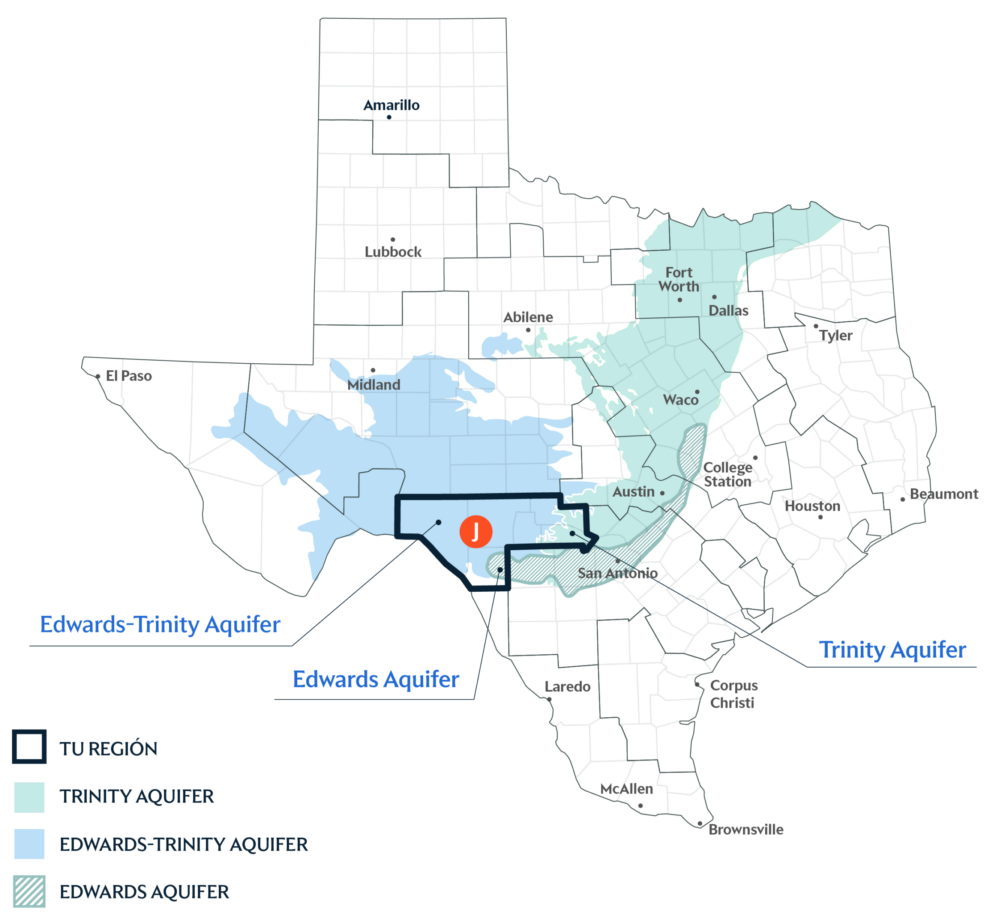 Texas Water Foundation Regional Map for J Region